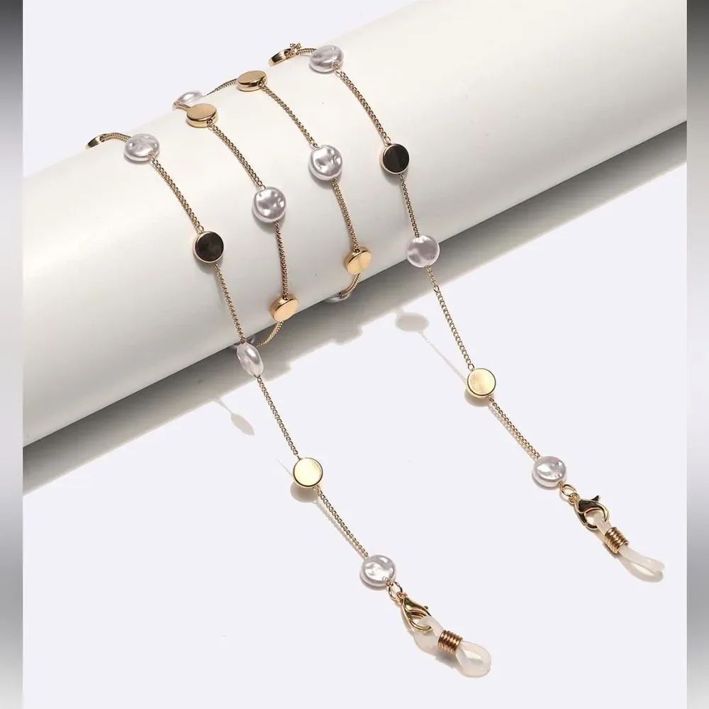 Gold Pearl Accent Eyeglass Chain A1677